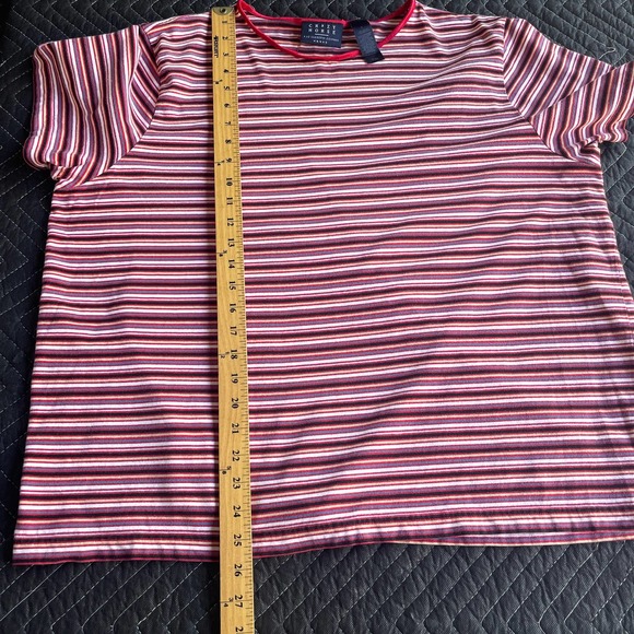 Crazy Horse Shirt Womens Size 2 Red Striped Short Sleeve - Picture 7 of 10